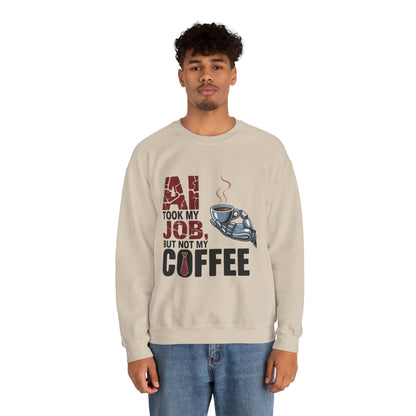 Men's AI Coffee Sweatshirt, Funny Robot Humor Pullover, Geek Sarcastic Job Joke Top, Men's Heavy Blend™ Crewneck Sweatshirt, Office Humor