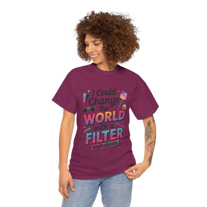 Womens Heavy Cotton Tee, Womens Influencer T-Shirt, Funny Social Media Graphic Tee, Cute Trendy Top