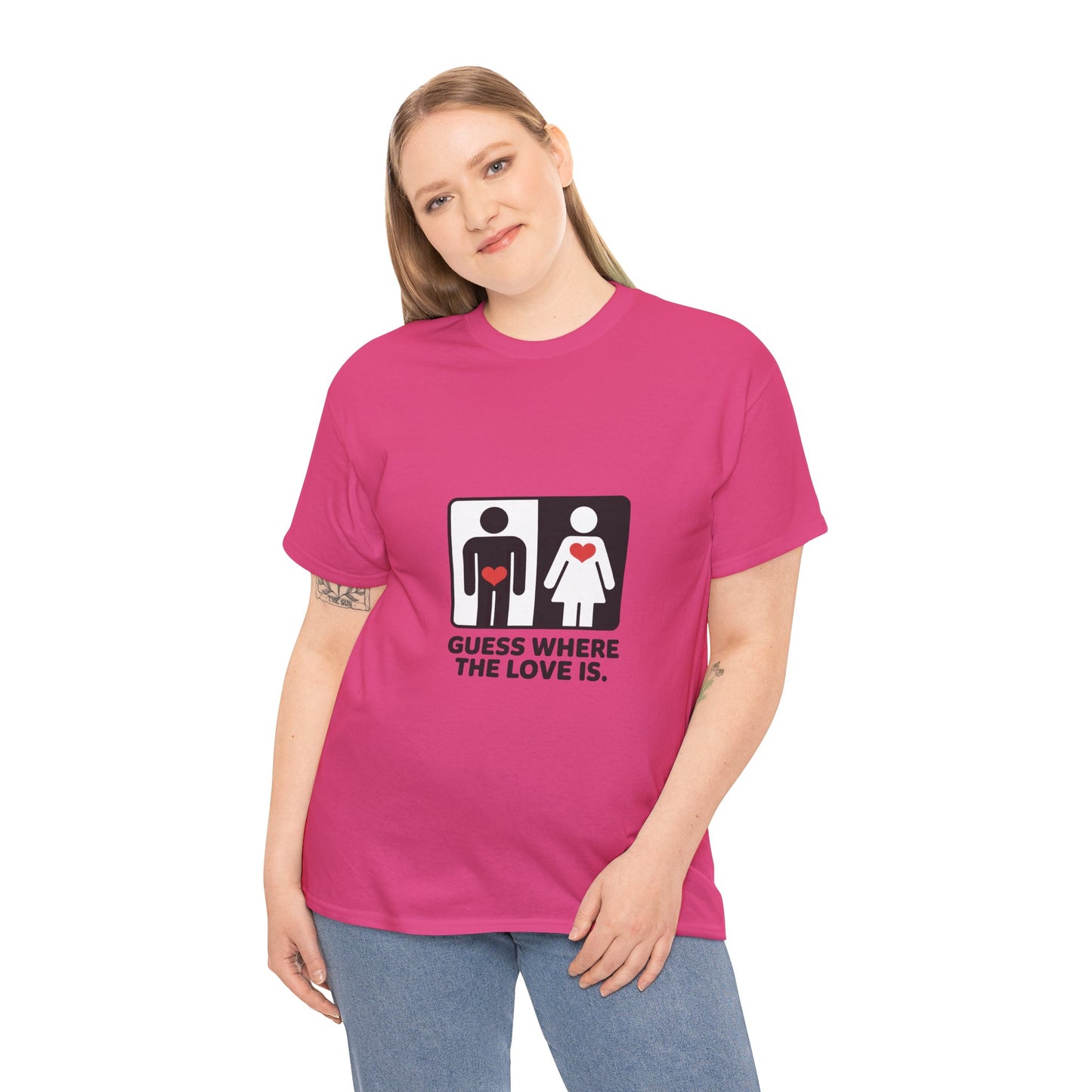 Funny Love Location Women's T-Shirt, Bold Graphic Humorous Relationship Tee, Gift for Couples, Valentine's Day Gift, Love joke tee