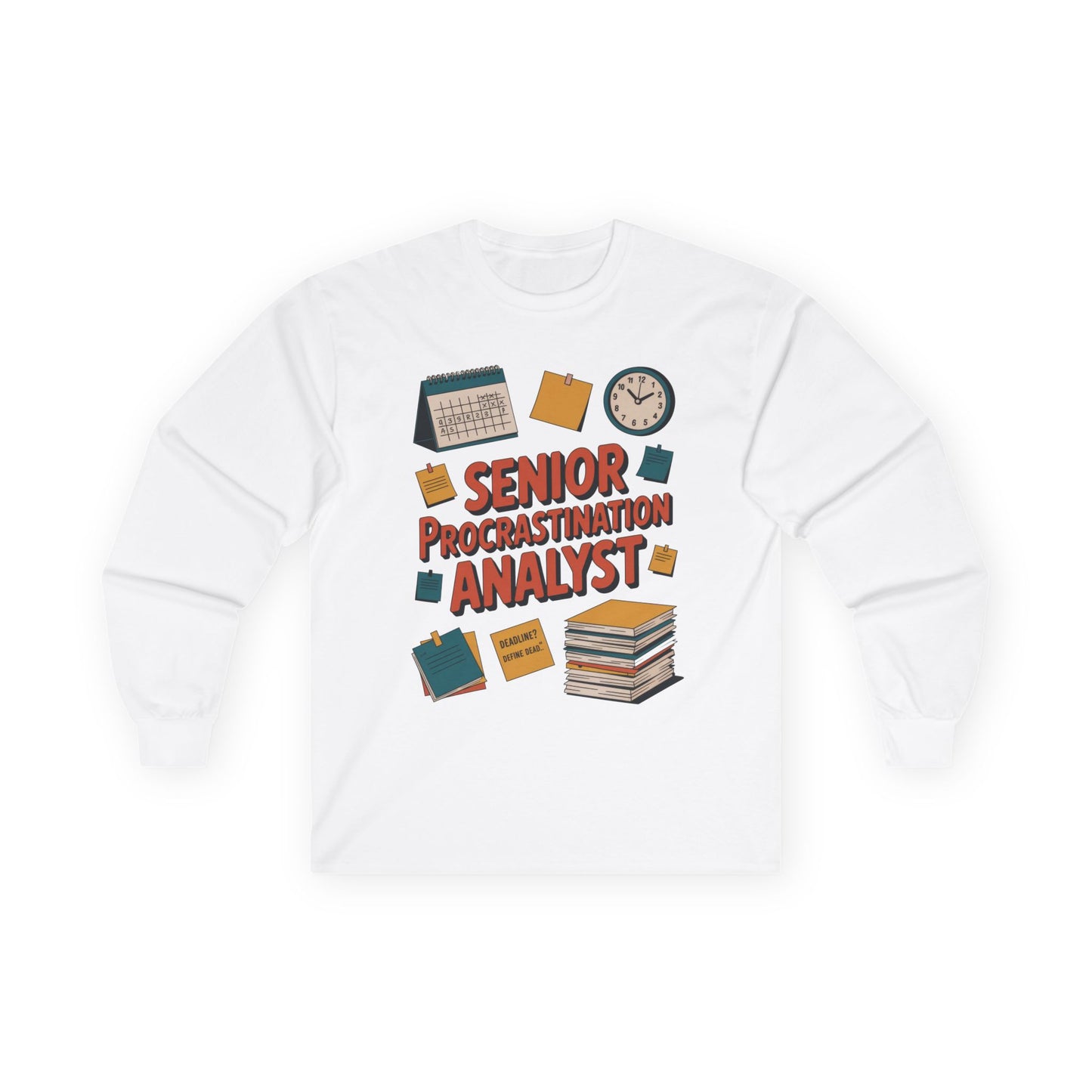 Senior Procrastination Analyst Long Sleeve Tee, Funny Work Shirt, Gift for Analysts, Office Humor Shirt, Meme Shirt, Motivation Apparel