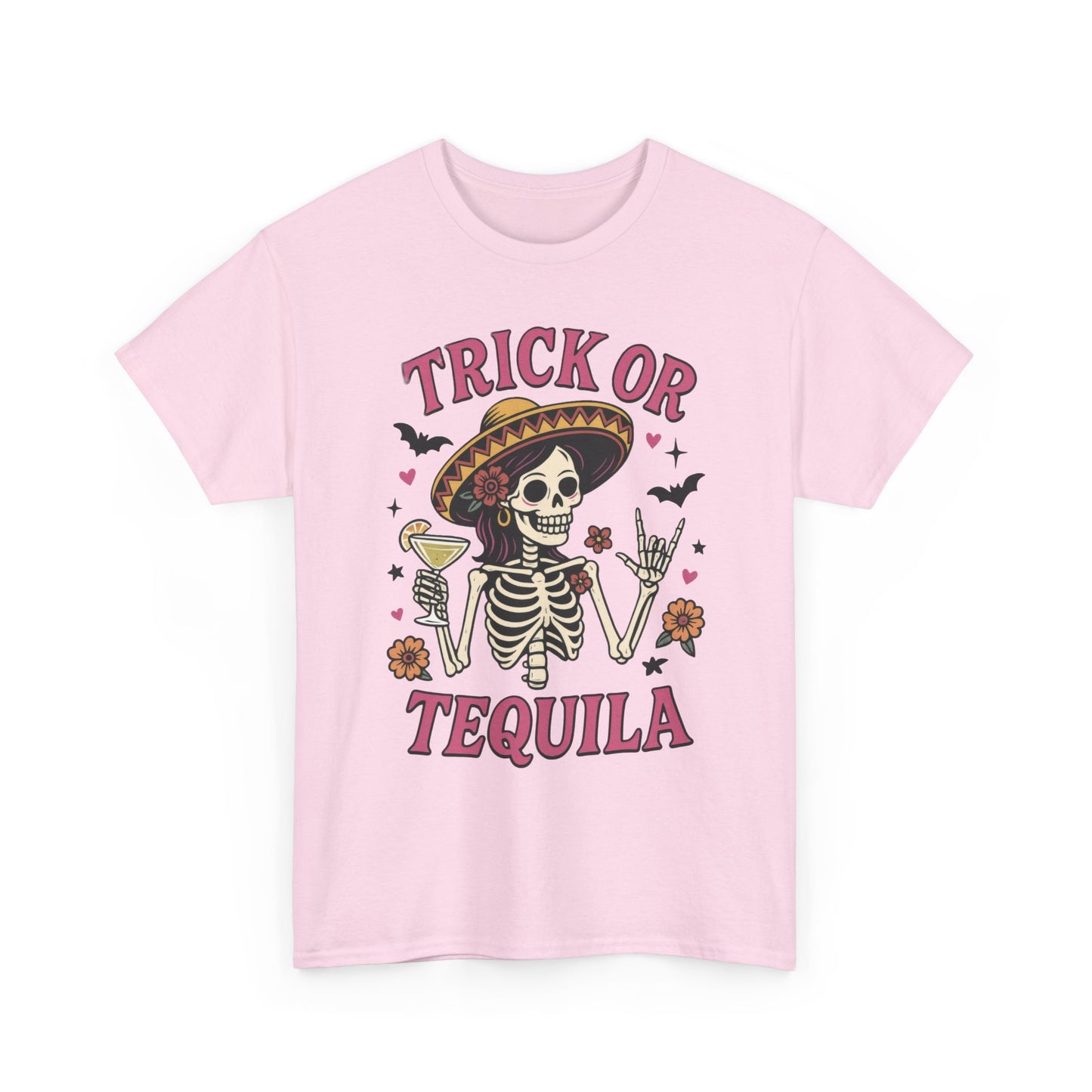 Trick or Tequila Women's T-Shirt, Funny Halloween Skeleton Drinking Shirt, Party Graphic Tee
