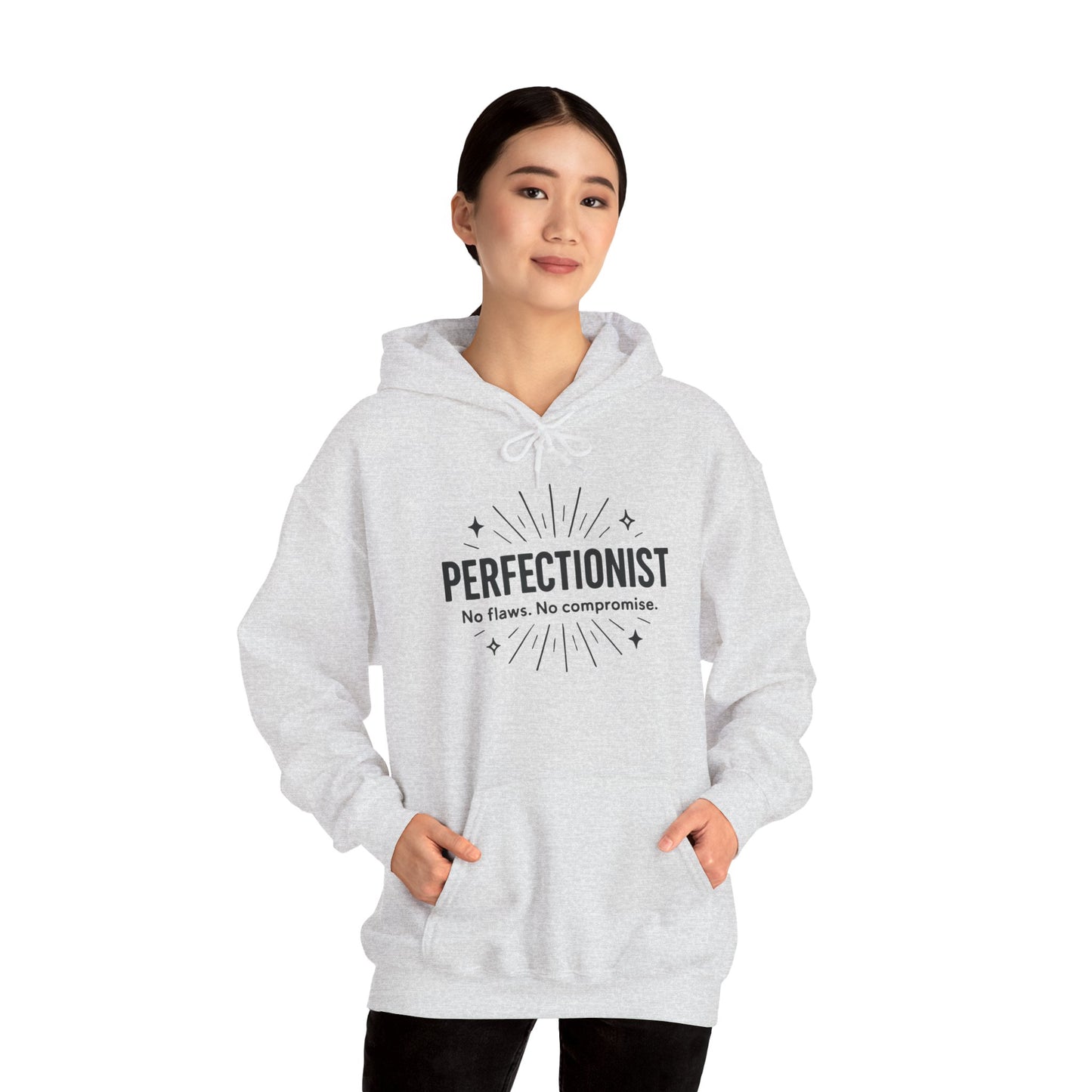 Womens Perfectionist Hoodie, Minimalist No Flaws Sweatshirt, Empowered Clean Look Pullover, Gift for Organized Women