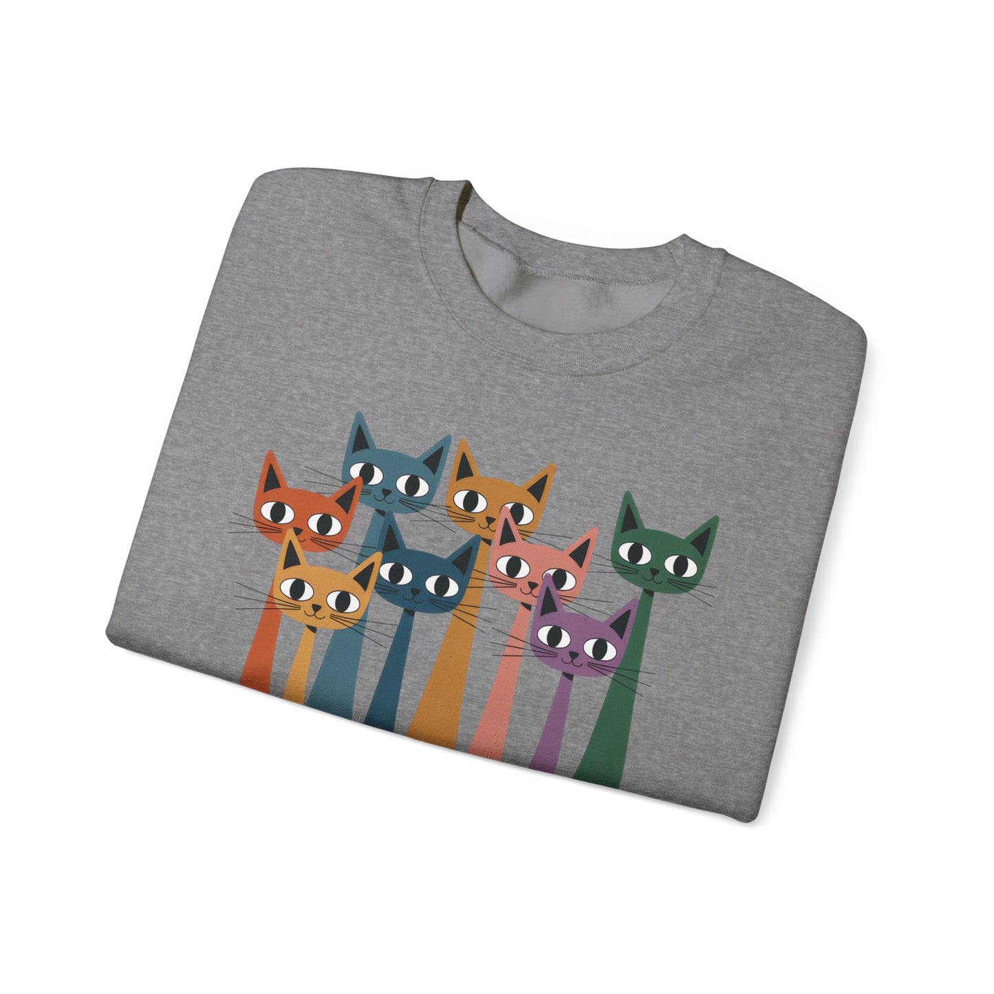 Colorful Cat Sweatshirt, Cozy Crewneck, Cat Lover Gift, Unisex Sweatshirt, Cute Animal Apparel, Fun Gift for Cat Owners