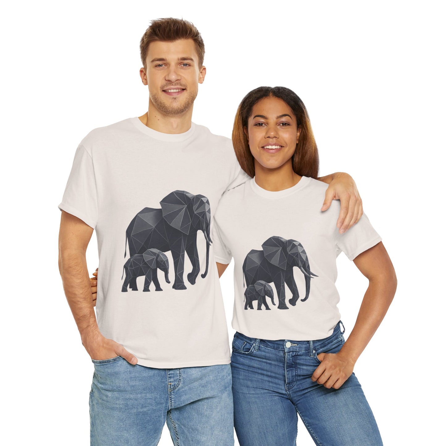 Geometric Elephant Tee - Minimalist Art Shirt, Nature Lover Gift, Animal Print T-Shirt, Unisex Cotton Tee, Eco-Friendly Wear