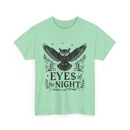 Cool Owl Graphic Unisex Heavy Cotton Tee, Flying Owl Art T-Shirt, Animal Print Tee, Gothic Bird Graphic Tee, Mens Gothic Style Shirt