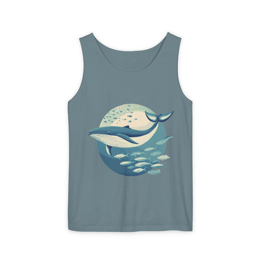 Ocean-Inspired Unisex Tank Top, Whale Design Shirt, Summer Casual Wear, Beach Vibes Gift, Eco-Friendly Fashion