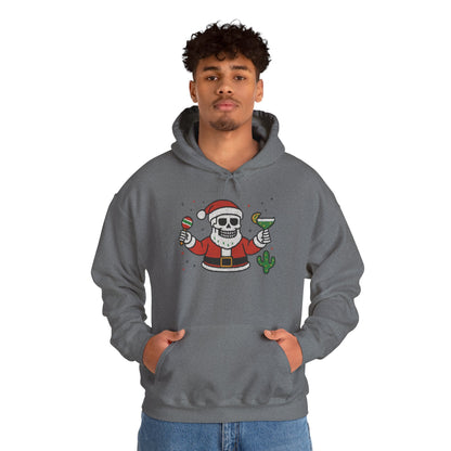 Skeleton Santa Funny Christmas Hoodie for Men, Ugly Margarita Holiday Sweatshirt