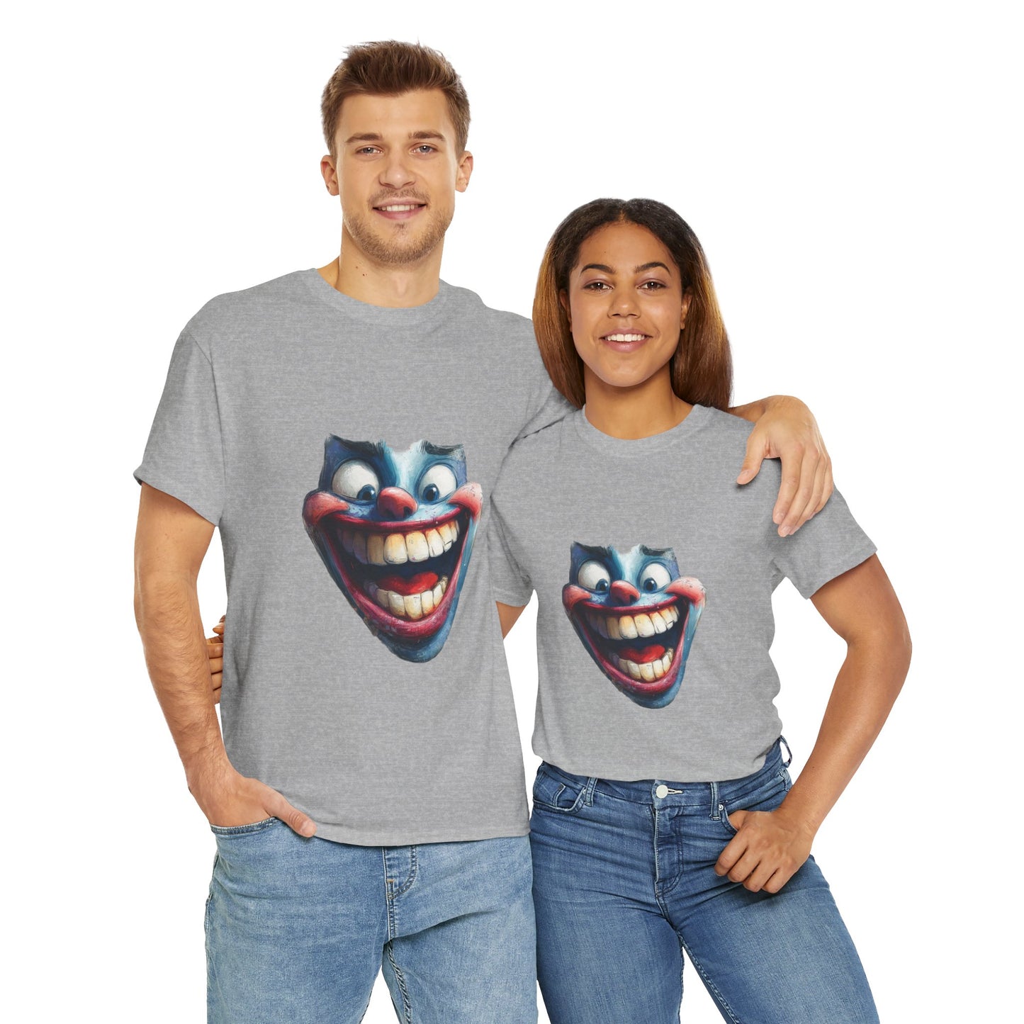 Funny Clown Face Unisex Heavy Cotton Tee, Creepy Clown Face T-Shirt, Humor T-Shirt,Clown Theme Shirt, Funny Horror Graphic Tee