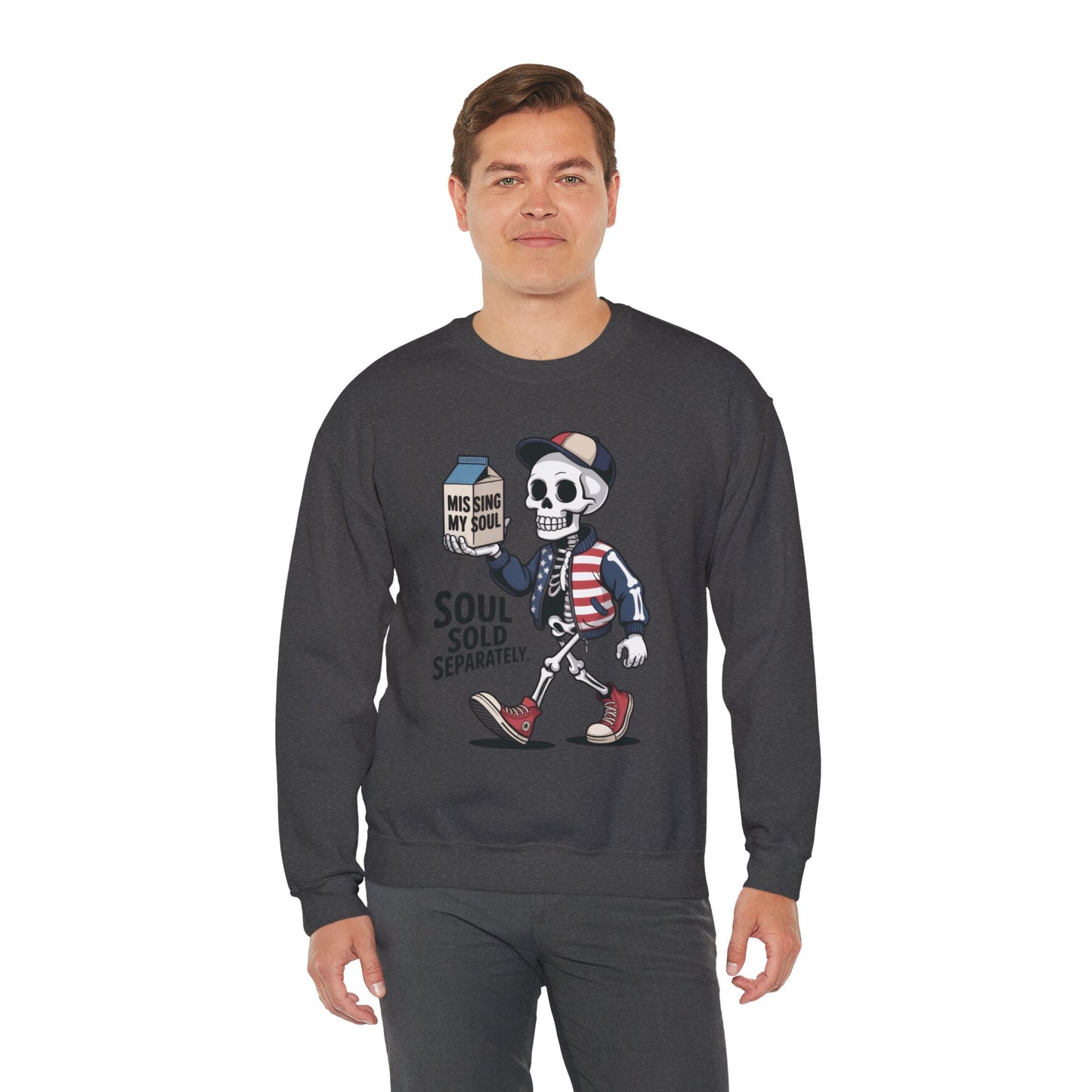 Skeleton Graphic Sweatshirt, Soul Sold Separately Pullover, Funny Gothic Streetwear, Missing My Soul Skull Hoodie Alternative