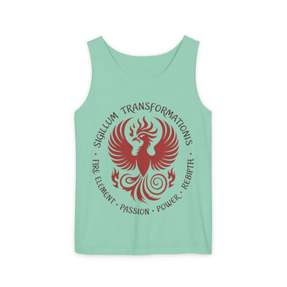 Phoenix Fire Element Tank Top, Sigillum Transformationis Seal, Passion Power Rebirth Totem, Phoenix Symbol Unisex Tank, Spiritual Tee