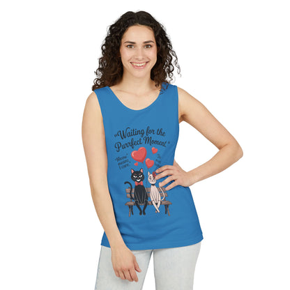 Cute Cat Lovers Tank, Womens Heavy Cotton Tank Top for Pet Owners, Funny Cat Tee, Gift for Cat Lovers, Casual T-Shirt, Animal Art Tee