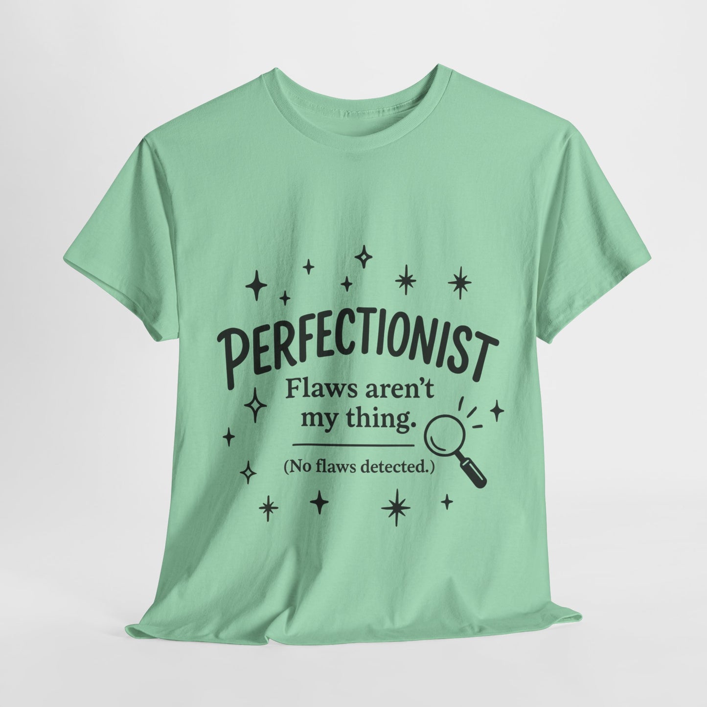 Funny Perfectionist T-Shirt for Women, No Flaws Detected Graphic Tee, Minimalist Humor Shirt, Gift for OCD, Flawless Queen