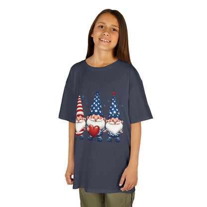 Patriotic Gnome Kids Tee, Cute 4th of July Shirt, Adorable Summer Outfit, Kids Casual Wear, Independence Day Gift