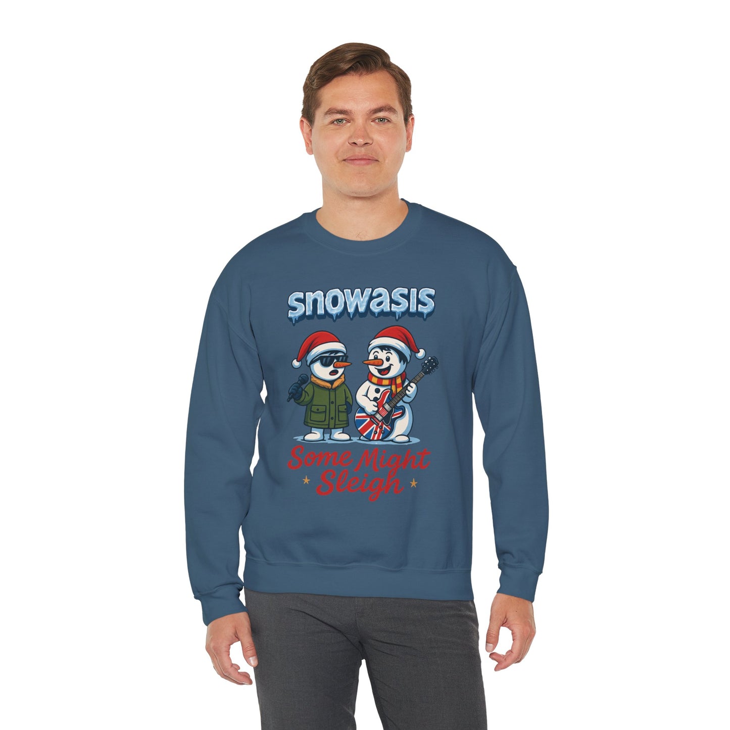 Snowasis Some Might Sleigh Men's Christmas Sweatshirt, Funny Rock Holiday Sweater
