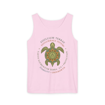 Earth Totem Turtle Womens Tank, Sigillum Terrae Symbol, Elemental Growth Tee, Nature-Inspired Tank Top with Protective Symbol, , Beachwear