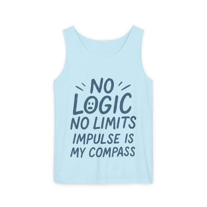 Funny No Logic Womens Tank Top, No Limits Impulse Quote, Carefree Graphic Tee, Gym Apparel for Women, Fitness Gift, Casual Summer Top
