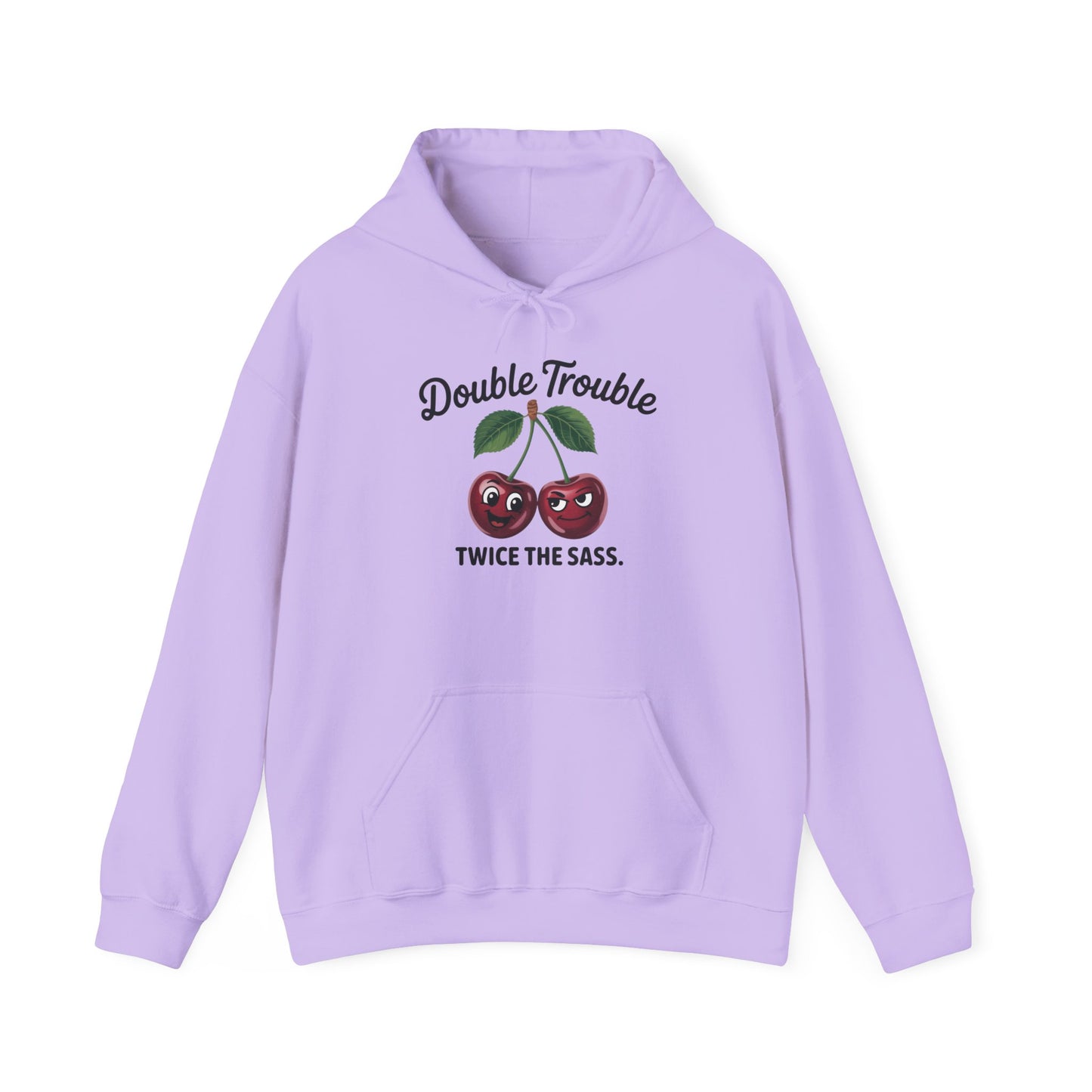 Double Trouble Cherry Hoodie, Cute Funny Womens Hooded Sweatshirt, Twice The Sass Fruit Graphic Pullover, Sassy Cherry Hooded Top