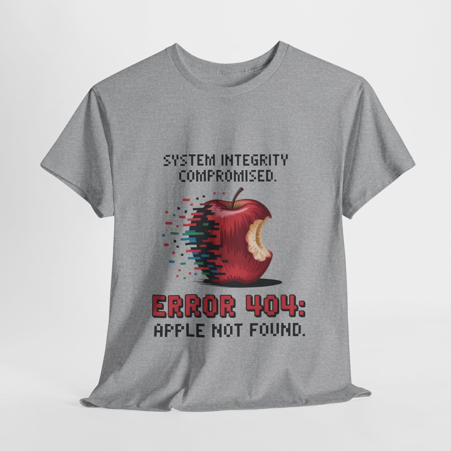 Error 404 Apple Not Found T-Shirt, Glitch Pixel Tech Tee, Funny Nerd Shirt, Unisex Retro Graphic Tee, Geeky T-Shirt, Techie Gift