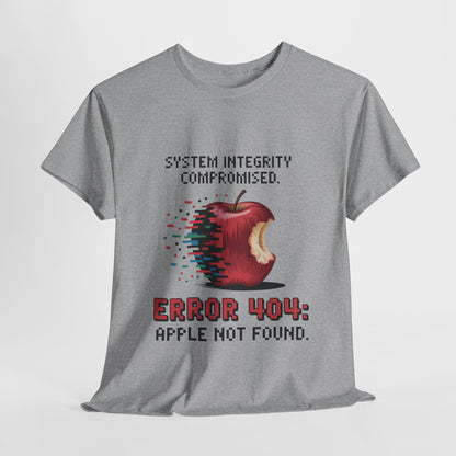 Error 404 Apple Not Found T-Shirt, Glitch Pixel Tech Tee, Funny Nerd Shirt, Unisex Retro Graphic Tee, Geeky T-Shirt, Techie Gift