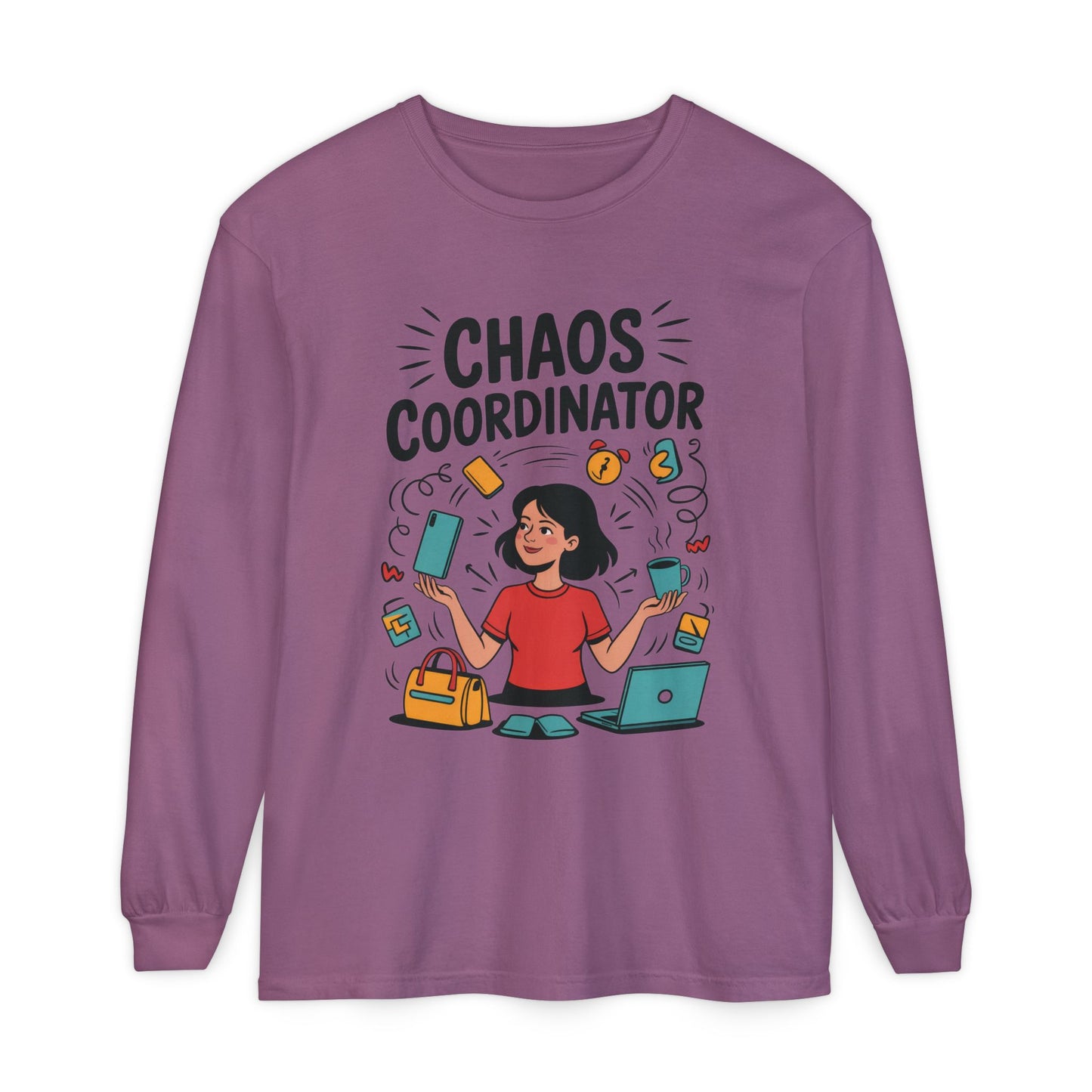 Chaos Coordinator Women's Long Sleeve, Mom Life Graphic Long Sleeve, Gift for Busy Moms, Multitasking Mom Gift, Cute Mother's Day Gift