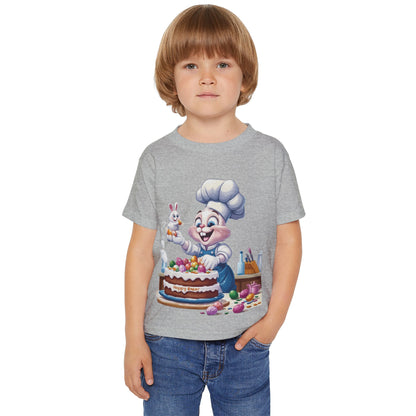 Bunny Chef Toddler T-Shirt, Cute Easter Apparel, Kids Baking Shirt, Toddler Gifts, Spring Outfits, Happy Bunny Design, Easter Cake Shirt
