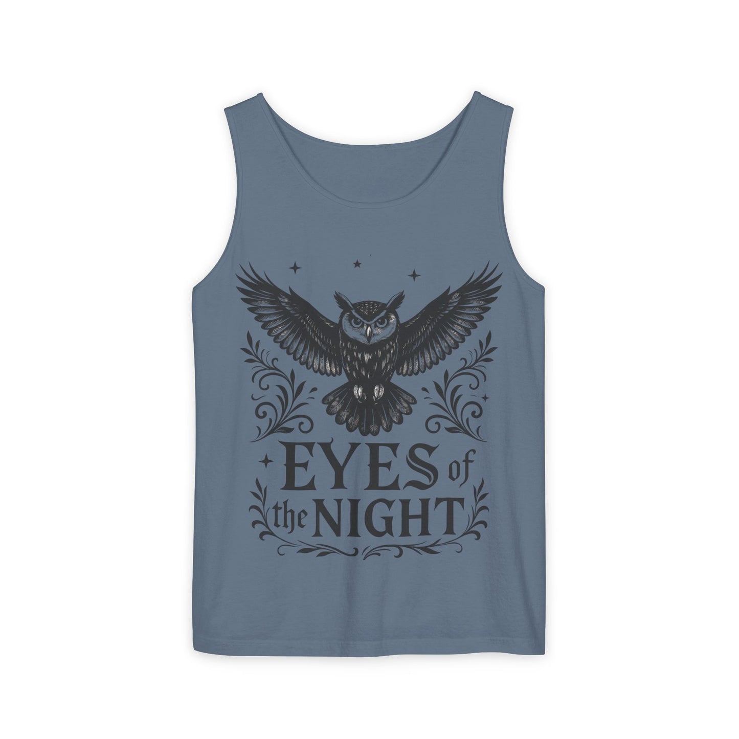 Eyes of the Night Owl Tank Top, Mens Summer Wear, Boho Aesthetic, Festival Outfit, Nature Lover Gift, Halloween Apparel