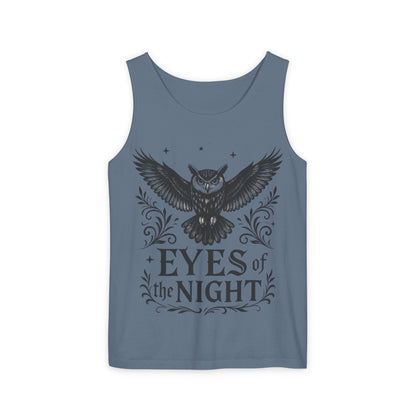 Eyes of the Night Owl Tank Top, Mens Summer Wear, Boho Aesthetic, Festival Outfit, Nature Lover Gift, Halloween Apparel