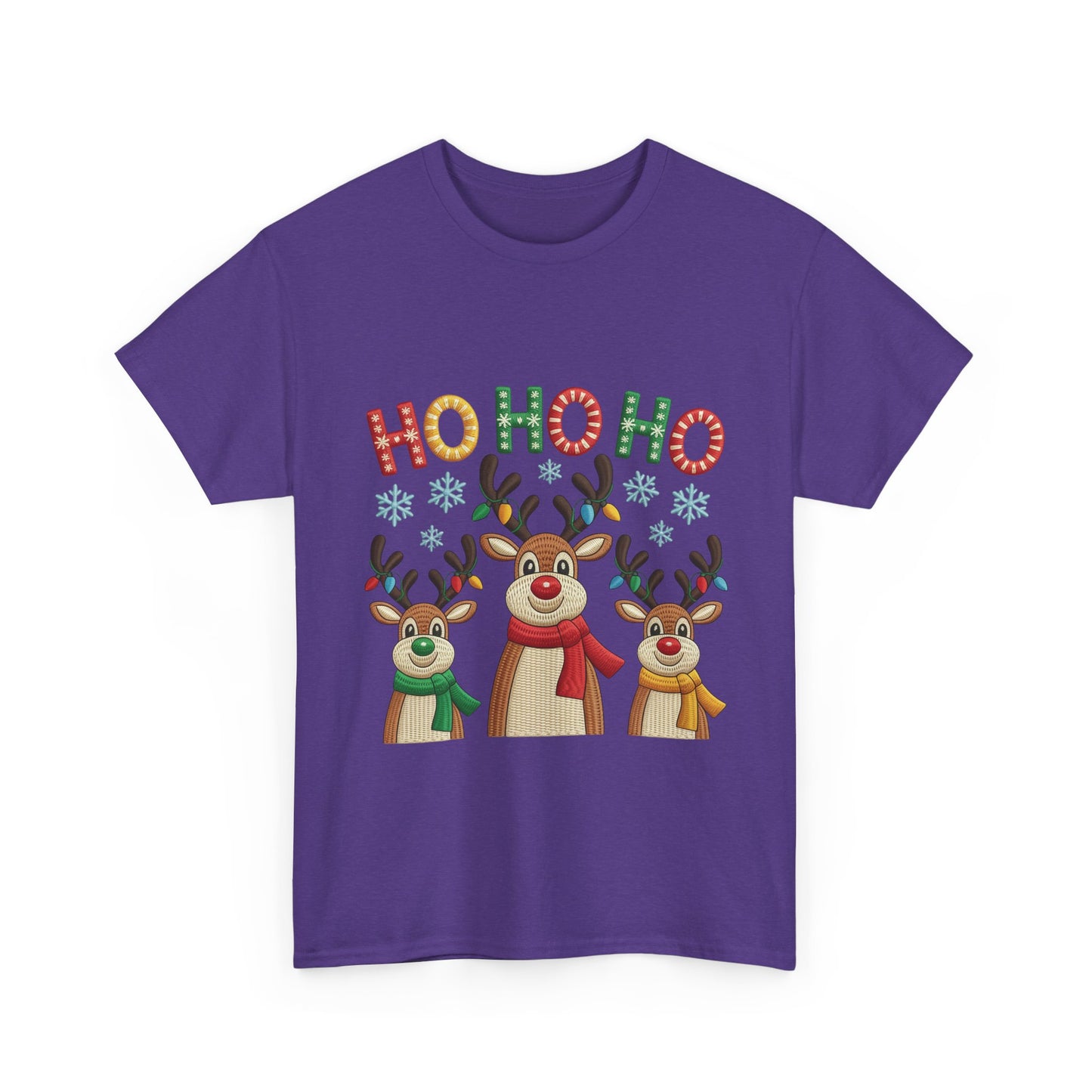 Ho Ho Ho Reindeer T-Shirt, Cute Christmas Tee for Women