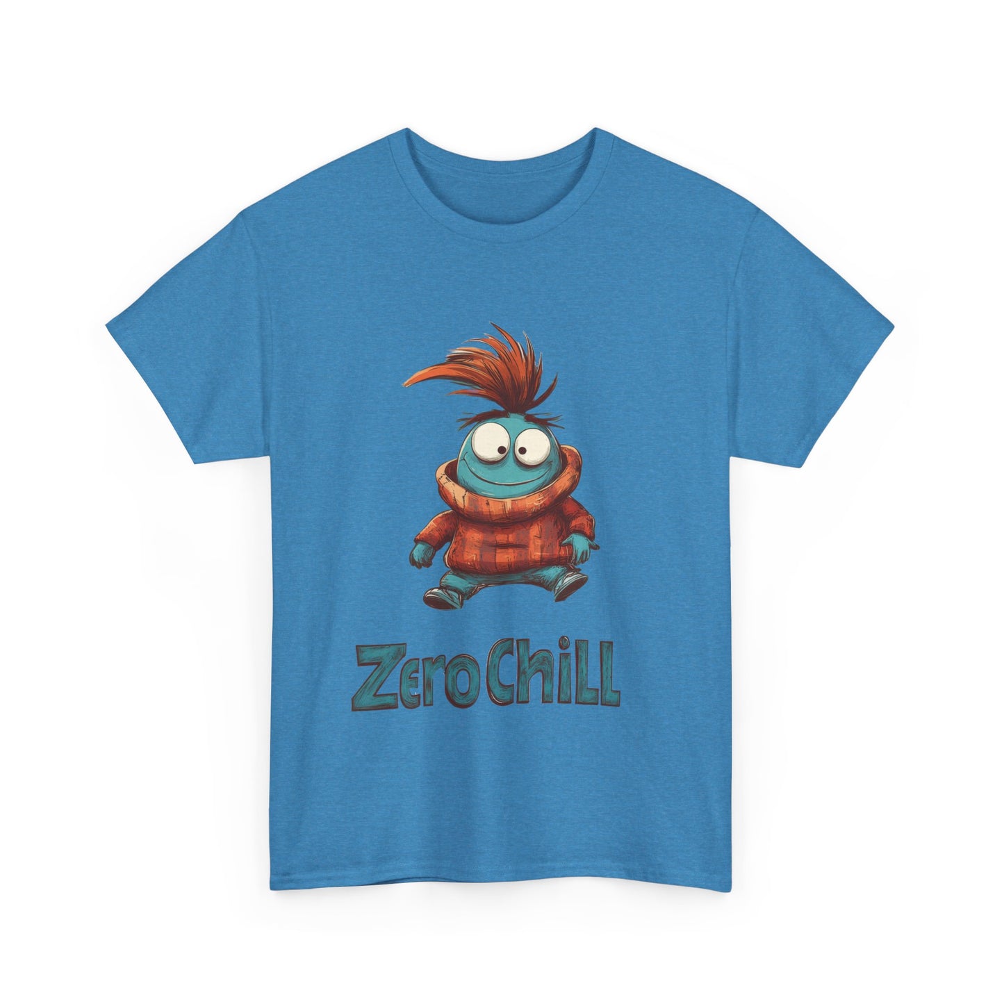 Zero Chill Funny Cartoon Character Tee, Quirky Cute Monster Shirt, Chill Vibes Humor Gift, Fun Cartoon T-Shirt, Chill Vibe Shirt