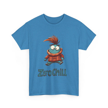 Zero Chill Funny Cartoon Character Tee, Quirky Cute Monster Shirt, Chill Vibes Humor Gift, Fun Cartoon T-Shirt, Chill Vibe Shirt