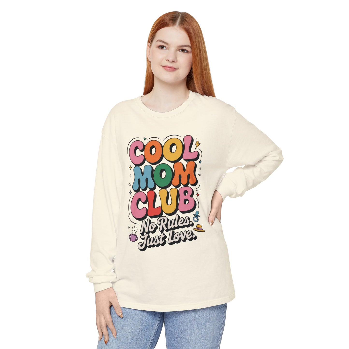 Cool Mom Club Long Sleeve T-Shirt, Funny Mom Tee, Gift for Moms, Mother's Day Gift, No Rules Just Love Quote Tee