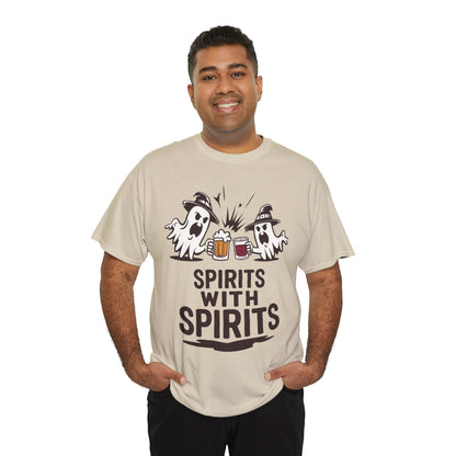 Spirits With Spirits Men's T-Shirt, Funny Ghost Drinking Halloween Party Graphic Tee