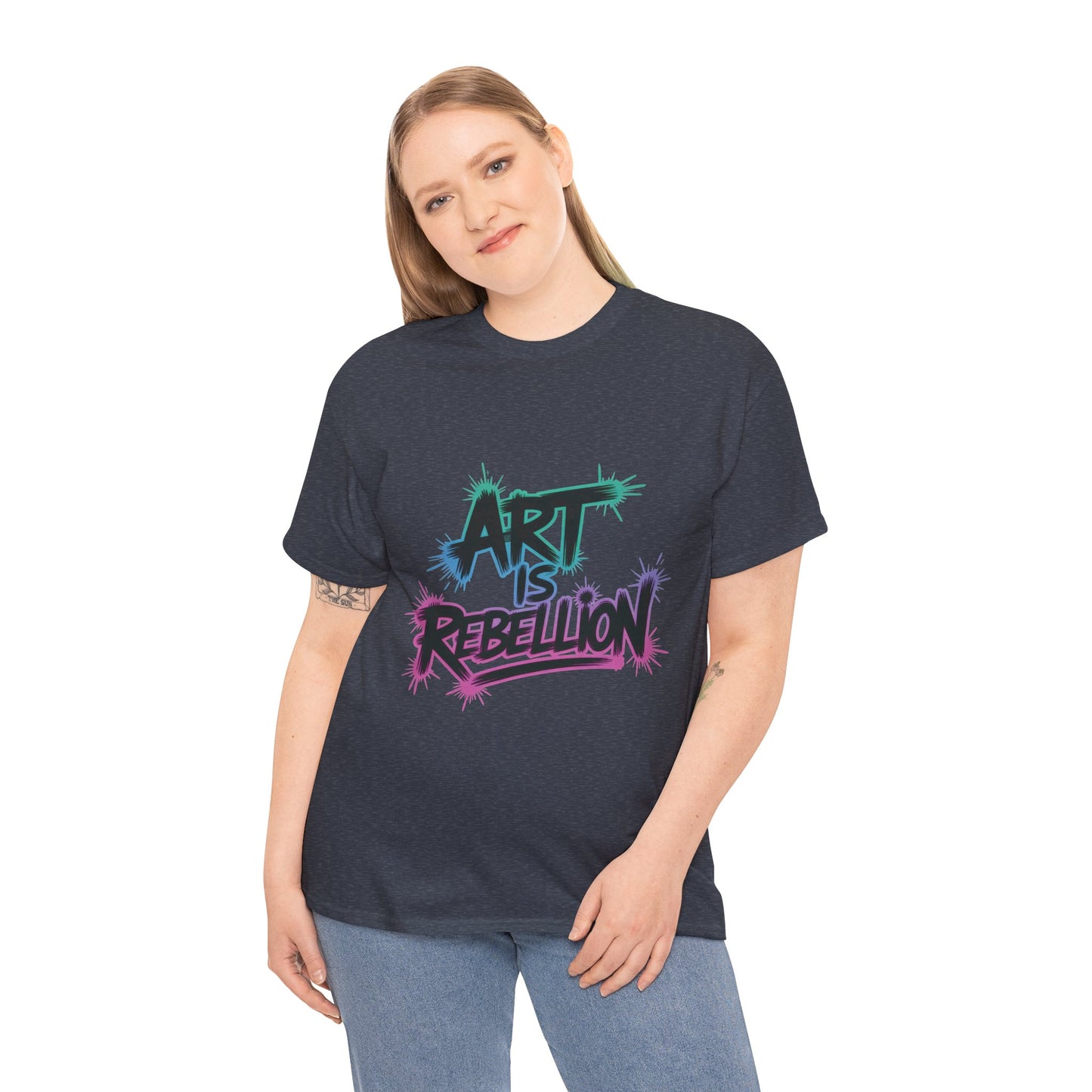 Art Is Rebellion Women's Graphic T-Shirt, Graffiti Street Art Tee, Bold Rebel Statement Top