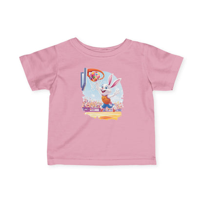 Easter Basketball Bunny Infant Tee - Cute Bunny Dunking Egg Ball, Fun Spring Sports Shirt for Babies 6-24 Months, Easter Gift Idea