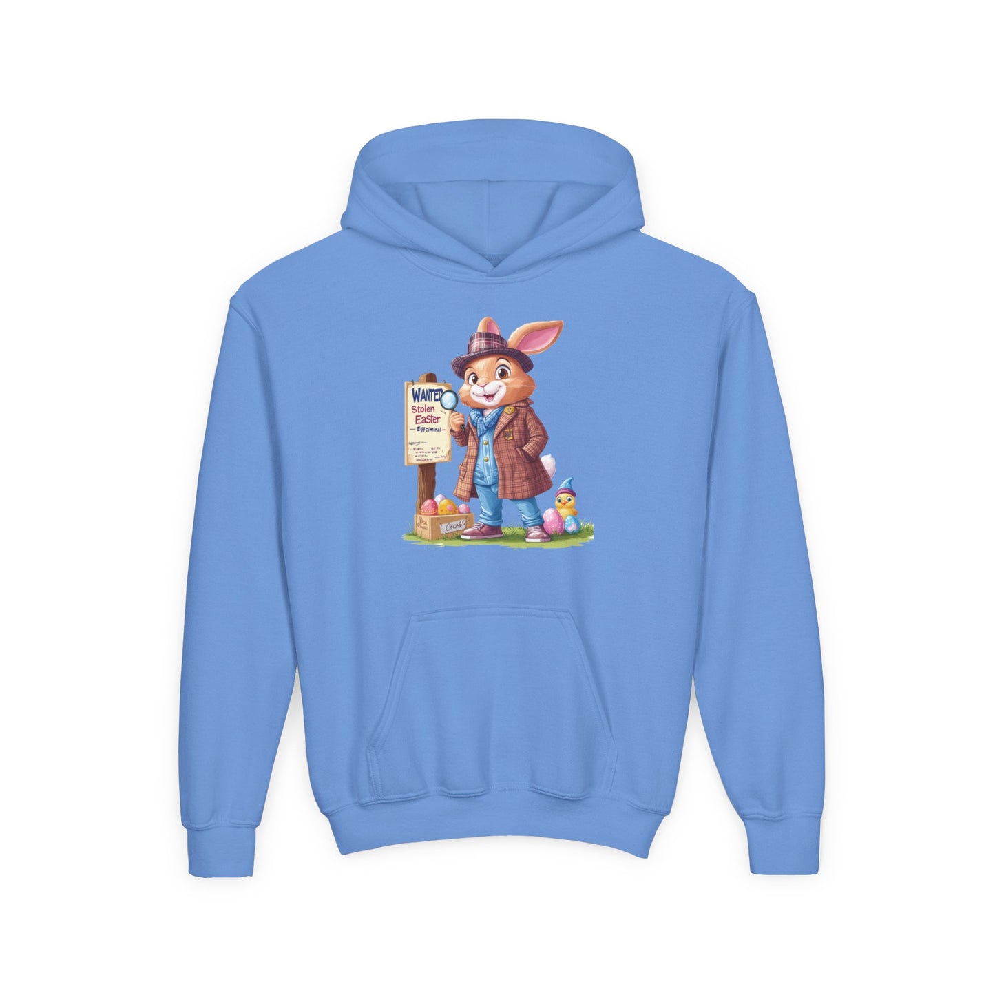 Detective Bunny Easter Hoodie for Kids - Fun Egg Hunt Youth Sweatshirt, Cute Spring Holiday Outfit, Cozy Hooded Gift for Boys & Girls