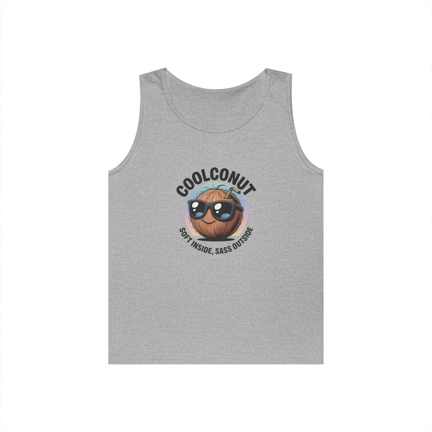 Coolconut Unisex Heavy Cotton Tank Top - Fun Summer Tee, Cute Beach Outfit, Vacation Wear, Gift for Him or Her, Trendy Summer Apparel
