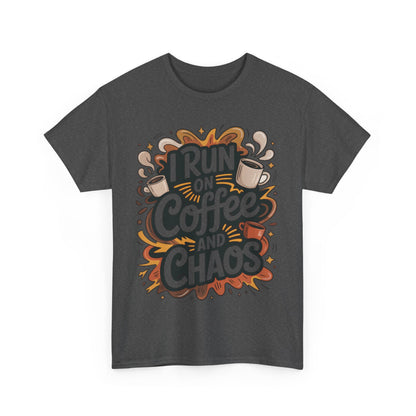Funny Mens Coffee T-Shirt, I Run on Coffee and Chaos, Caffeinated Chaos Tee for Him, Perfect for Coffee Lovers, , Humor Tee