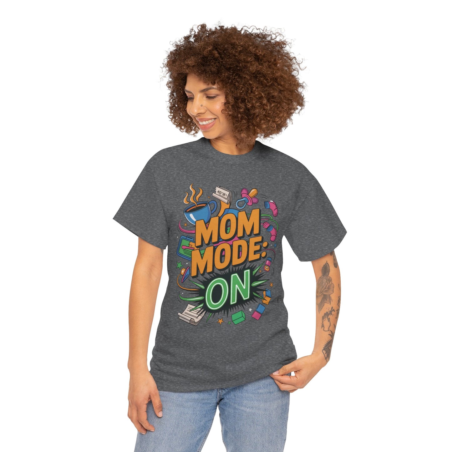 Mom Mode ON Cotton Tee, Funny Mom T-Shirt, Gift for Mothers, Parent Life Apparel, Mother's Day Humor T-Shirt, Cute Mama Life Graphic Tee