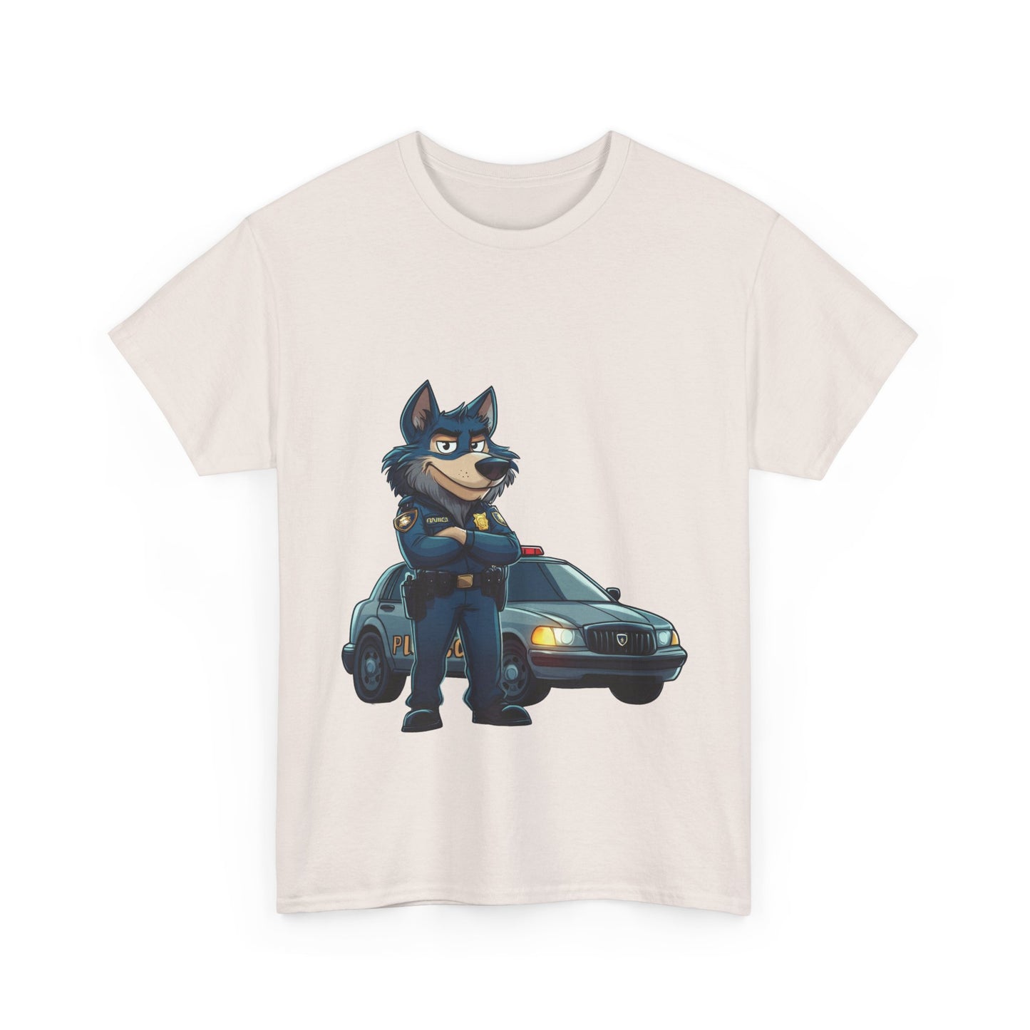 Cool Police Wolf Cartoon Shirt, Funny Cop Animal Graphic Tee,  Law Enforcement Gift T-Shirt, Tee for Dog Lovers, Gifts for Police Week