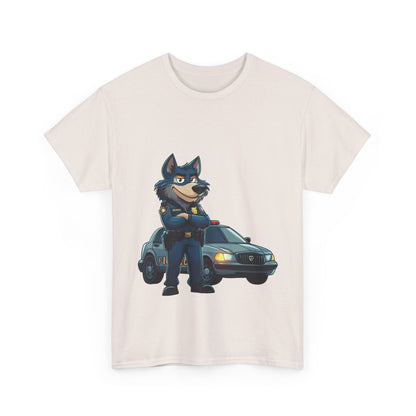 Cool Police Wolf Cartoon Shirt, Funny Cop Animal Graphic Tee,  Law Enforcement Gift T-Shirt, Tee for Dog Lovers, Gifts for Police Week