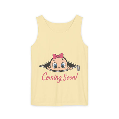 Coming Soon Maternity  Tank Top, Cute Baby Girl Pregnancy Announcement Shirt, Expecting Mom Gift, Gender Reveal Tank, Baby Shower Gift