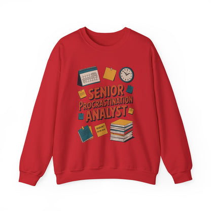 Senior Procrastination Analyst Sweatshirt, Gift for Graduates, Office Humor Apparel, Meme Sweatshirt, Casual Wear, Motivation Humor Apparel