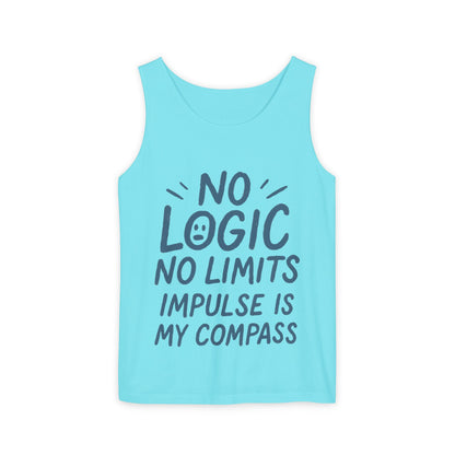 Funny No Logic Womens Tank Top, No Limits Impulse Quote, Carefree Graphic Tee, Gym Apparel for Women, Fitness Gift, Casual Summer Top