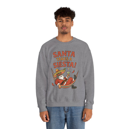 Santa Takes a Siesta Funny Christmas Sweatshirt for Men, Mexican Holiday Jumper