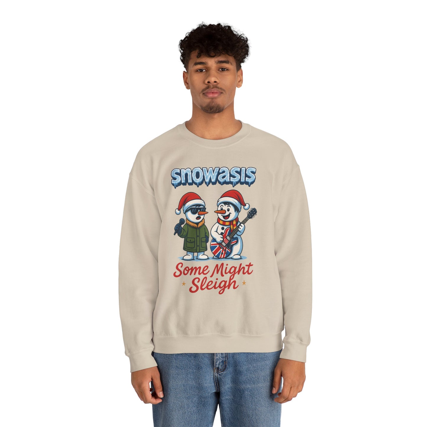 Snowasis Some Might Sleigh Men's Christmas Sweatshirt, Funny Rock Holiday Sweater