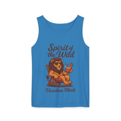 Spirit of the Wild Lion Tank Top - Vacation Mode Funny Summer Sleeveless Shirt for Men, Summer Wear, Graphic Tees, Beach Outfit