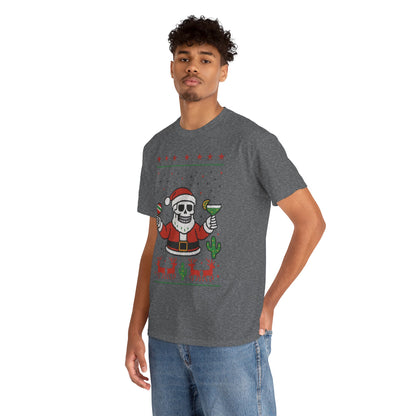 Skeleton Santa Funny Christmas T-Shirt for Men, Margarita - Maracas Holiday Tee
