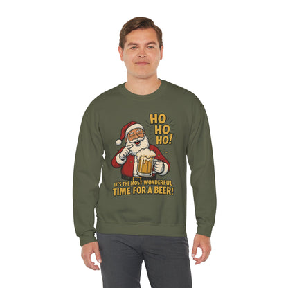 Funny Santa Beer Christmas Sweatshirt, Men's Holiday Pullover, Men's Heavy Blend™ Crewneck Sweatshirt