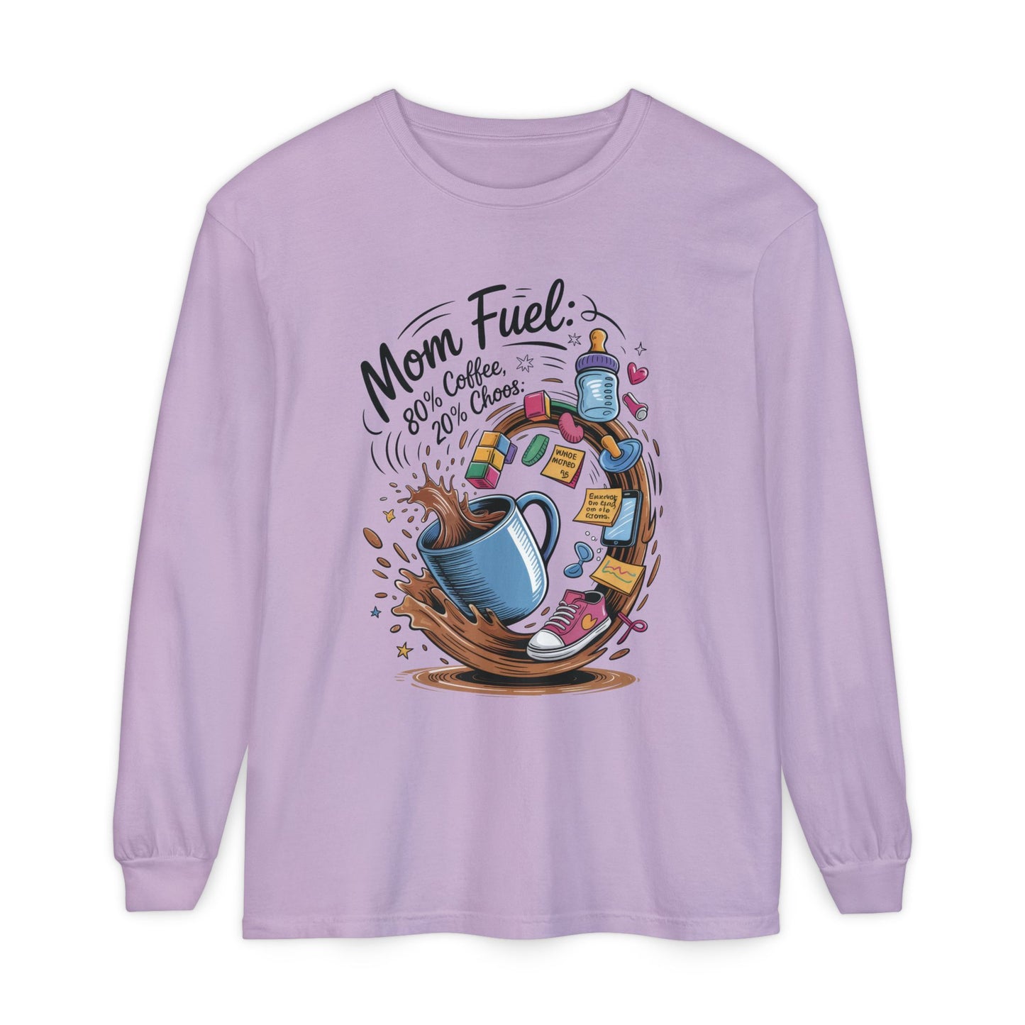 Mom Fuel Long Sleeve T-Shirt, Coffee Lovers Gift, Mother's Day Apparel, Cute Mom Shirt, Coffee Lover Mom Life Top, Coffee Lover's Tee