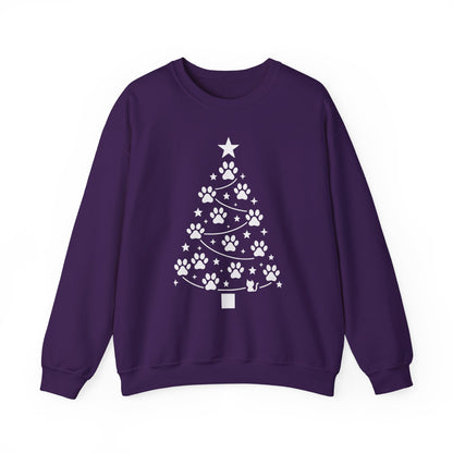 Paw Christmas Tree Women's Sweatshirt, Pet Lover Holiday Sweater